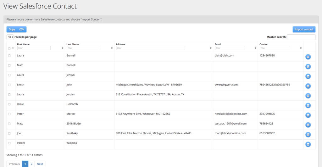 Import Salesforce Contacts