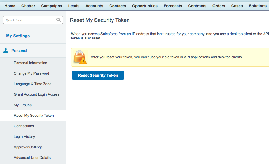 Salesforce Security Token